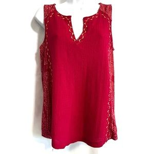 Lucky Brand | 100% Cotton Tank | Fuchsia Festival Paisley | Sz XS